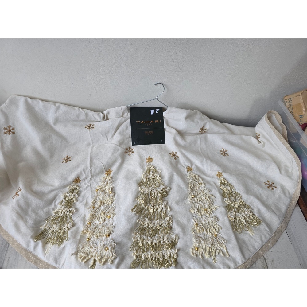 Tahari tree skirt gold‎ bells star 52inch new cache-pied